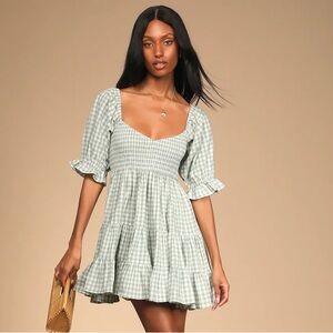 Gorgeous sage plaid dress